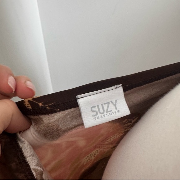 Vintage Floral Midi Skirt – Brown & Blush Rose Romantic Y2K Bias Cut M - Picture 4 of 4